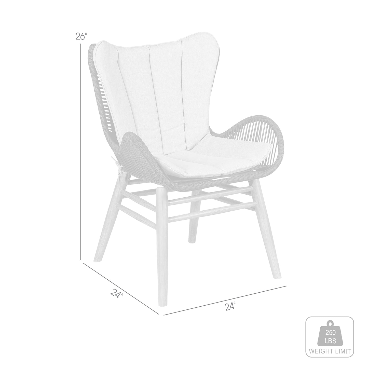 Mateo Outdoor Patio Dining Chair in Light Eucalyptus Wood and Charcoal Rope