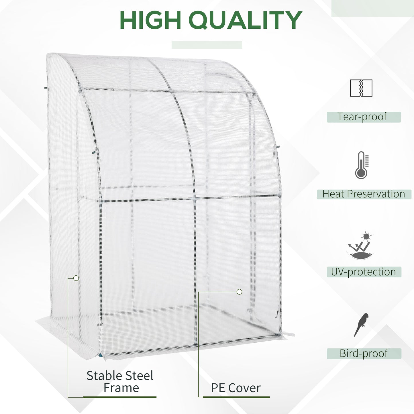 Outdoor Lean to Greenhouse, Walk-In Green House Plant Nursery