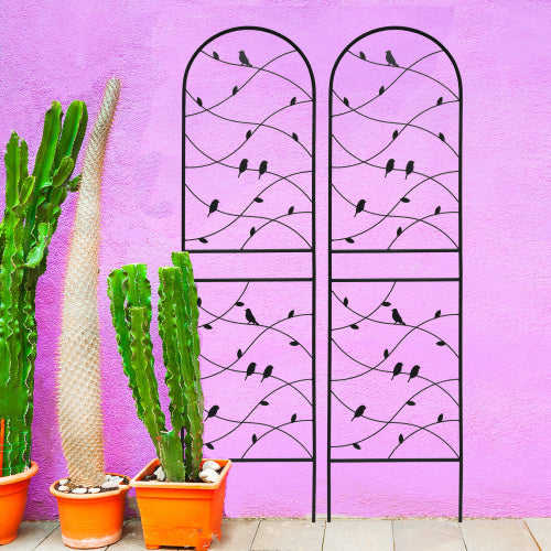 2 Pack 71 in. x 19.7 in. Black Metal Garden Trellis, Rustproof Trellis for Climbing Plants Outdoor Flower Support