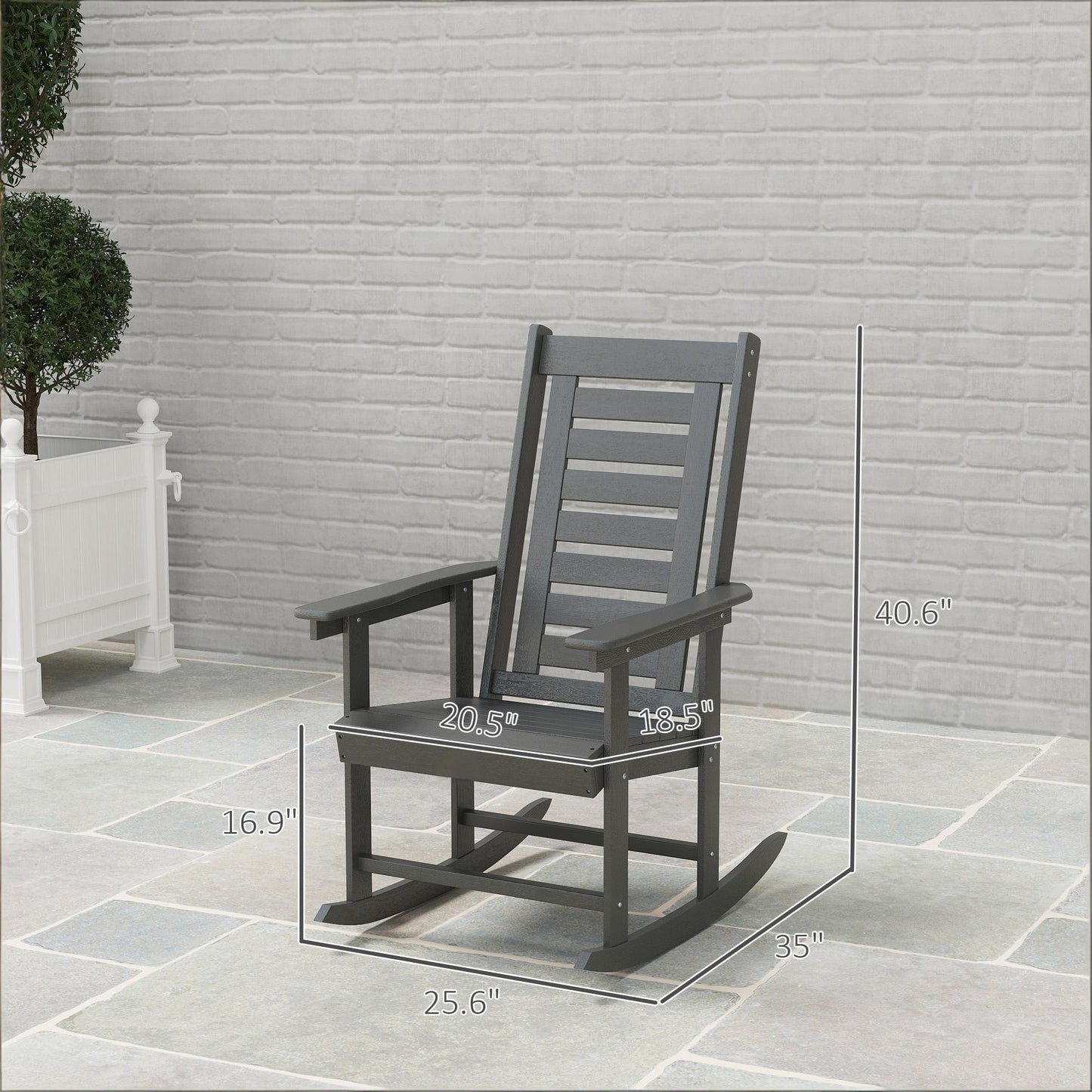 Wide Armrests Chairs,2 Pieces Outdoor Rocking Chairs