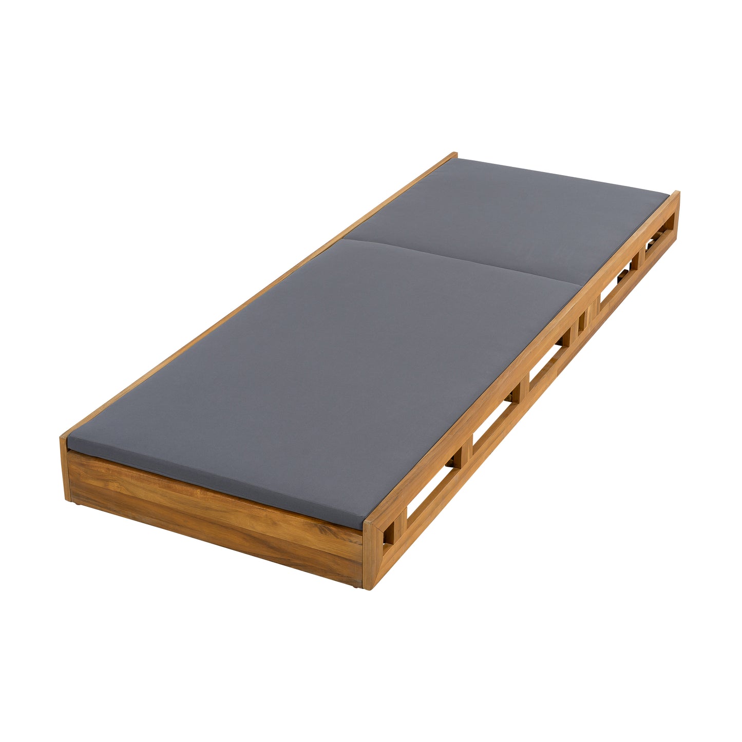 LOUNGE CHAISE SET,ACACIA WOOD WITH WATER-RESISTANT LOUNGE CUSHIONS (Dark Grey/ & 2 INCH THICK) - MATCHING CREAM/LEAF COCONUT VERSION AVAILABLE