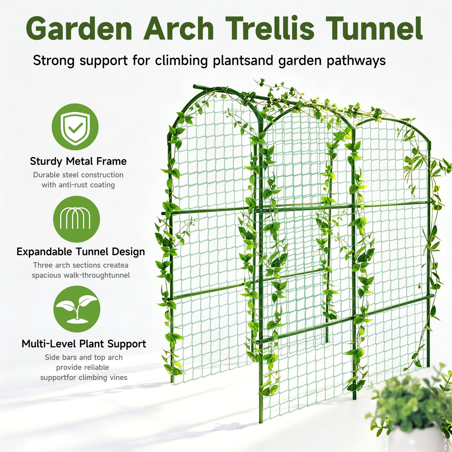 Cucumber Trellis for Raised Bed, U-Shape Garden Arch Metal Support for Climbing Plants, Metal Arch Plant Support Vegetables Trellis