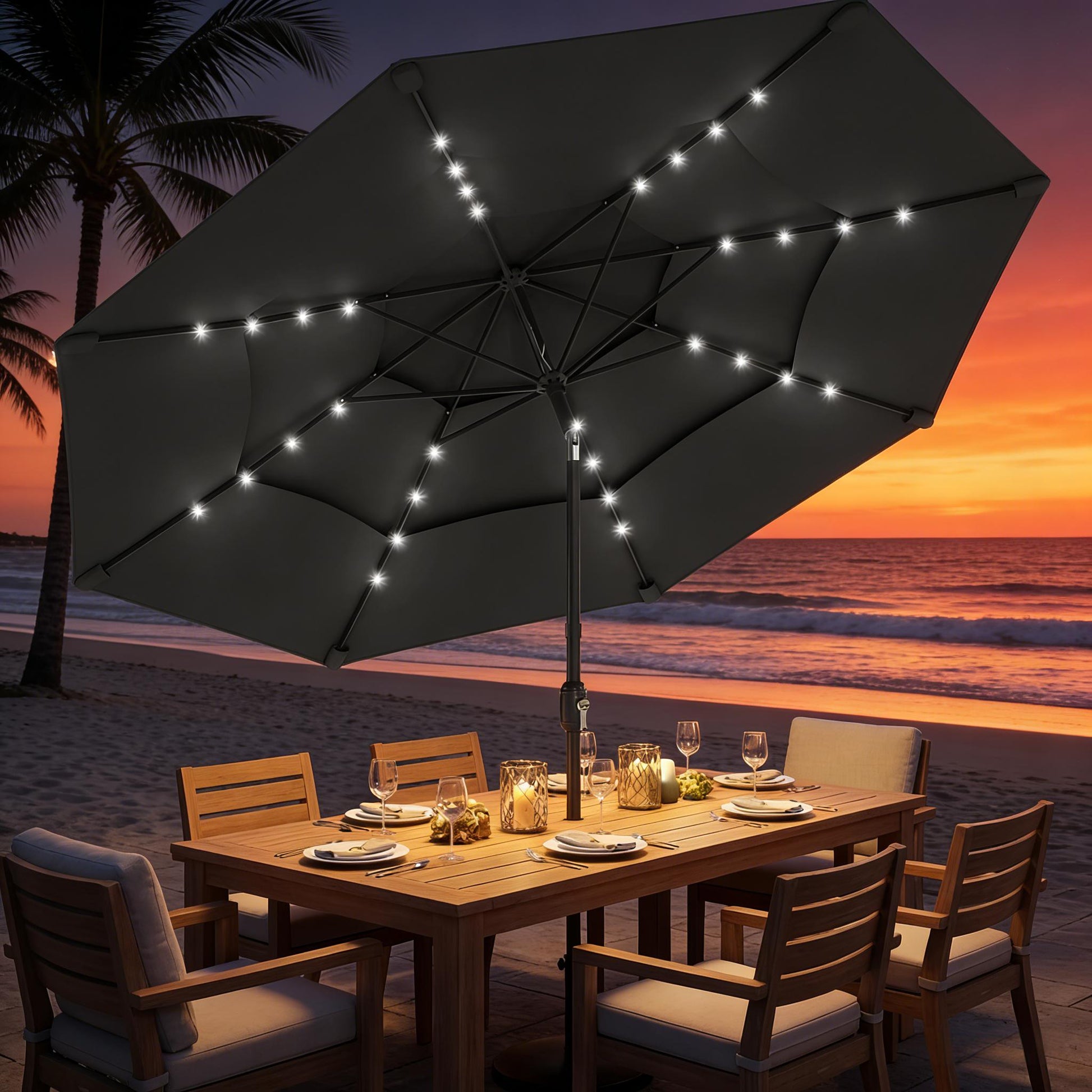 3 Tier Outdoor Table Umbrella,Outdoor Patio Umbrella (Only Umbrella)