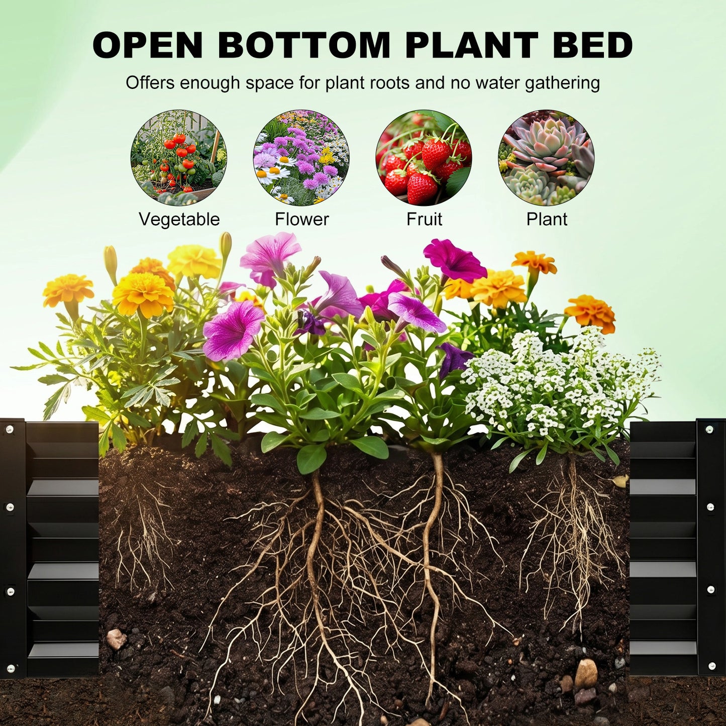 Raised Garden Bed with Arch Trellis, 2 Pack Metal Planter Boxes with Garden Arch, Outdoor Garden Planter for Climbing Plants Vegetables Flowers