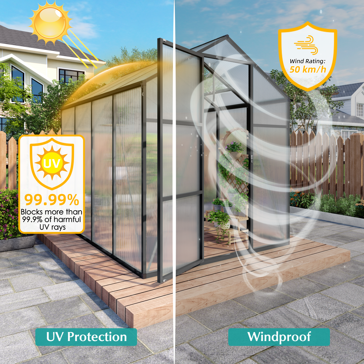 Newly marketed Gain height windproofaluminum greenhouse 6x8 FT Polycarbonate Greenhouse Raised Base and Anchor Aluminum Heavy Duty Walk-in Greenhouses for Outdoor Backyard in All Season