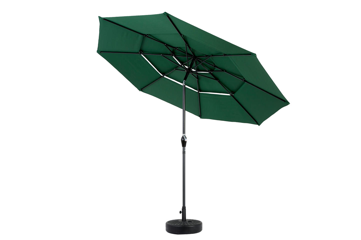 9ft 3 Tier Auto-tilt Umbrella ,Outdoor Patio Umbrella - Market Table Pool Deck Umbrella (Base Not Included)   -  ( Dark green )