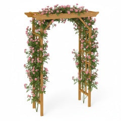 63 in. W x 85 in. H Wood GardenTrellis Climbing Plant Support Garden Fence Weddings in Light Brown