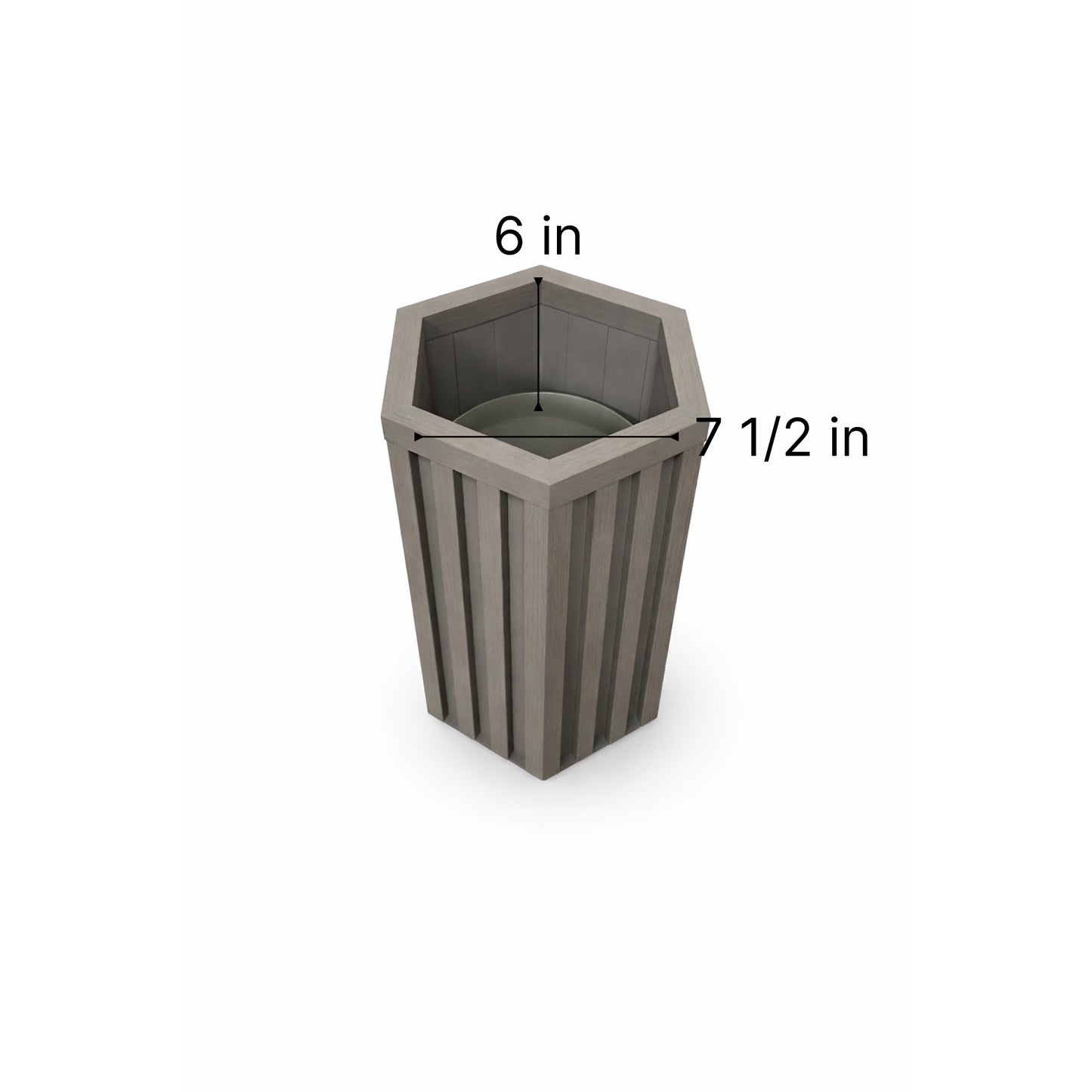 Hexagon Column Planter SM - Grey Brown