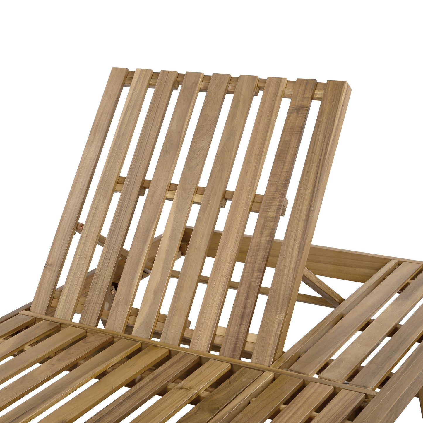 2/3 Foldable Acacia Wood Lounge Chair With Adjustable Backrest & Flat Storage Surface, light brown Finish Uncushioned, For Backyard Pool Garden Patio