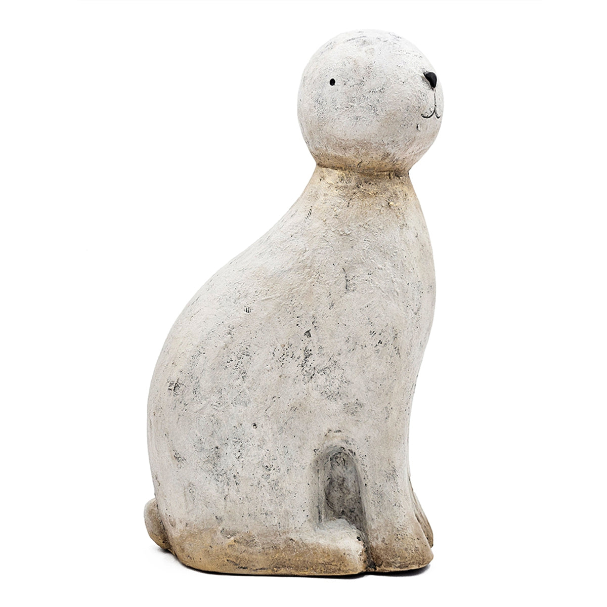 11x5.7x24.8" White Magnesium Rabbit Figurine with Gold Iron Ears