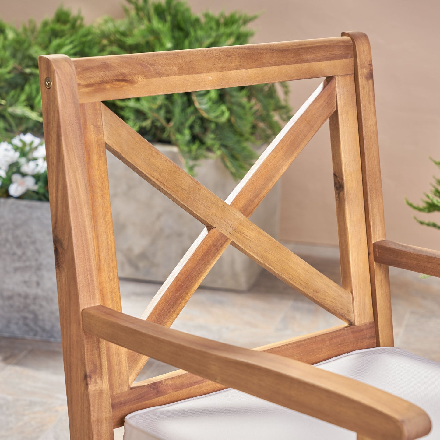PERLA DINING CHAIR,2PCS with 2 Cream Cushions,for Backyard, Poolside, Garden