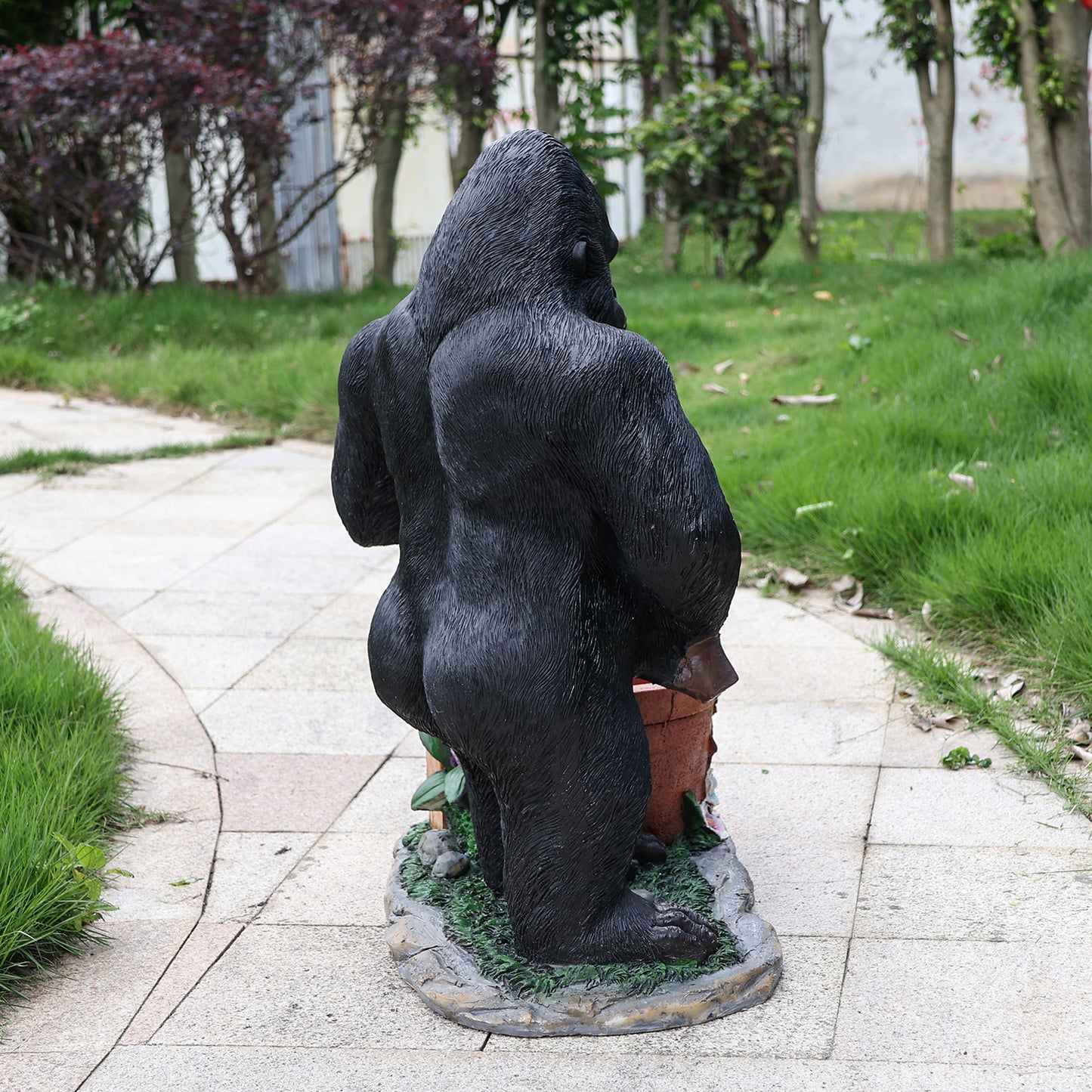 Outdoor Garden Sculpture Chimpanzees  Flower Pot Planter - Unique Yard Statue Decoration, Interesting Law Outdoor Ornament
