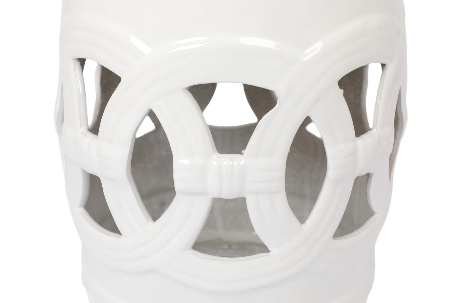 10.5" x 17" Glazed Ceramic Drum Stool - Indoor/Outdoor Side Table - Accent Garden Stool