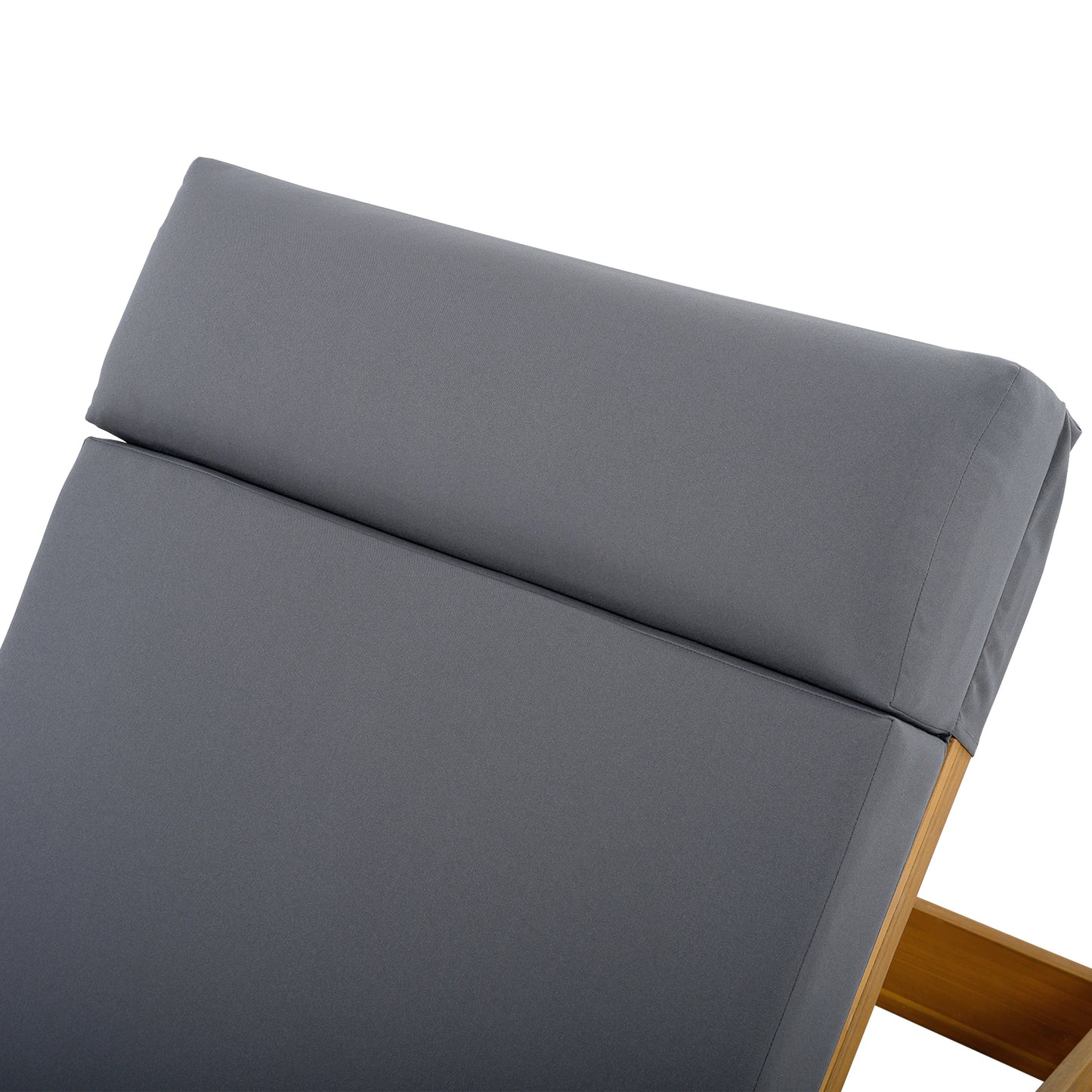 LOUNGE CHAISE SET WITH HEADREST, ACACIA WOOD WITH WATER-RESISTANT LOUNGE CUSHIONS (DARK GREY & 3-FOLD & 4 inch) - MATCHING CREAM/BEIGE VERSION AVAILABLE