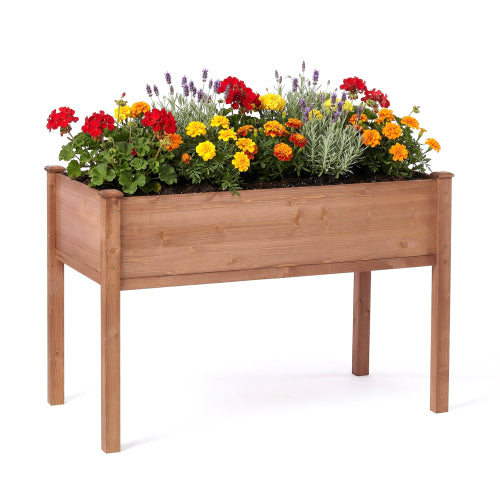 48 in. x 24 in. x 30 in. Outdoor Wood Elevated Planter Box with Legs for Garden, Brown