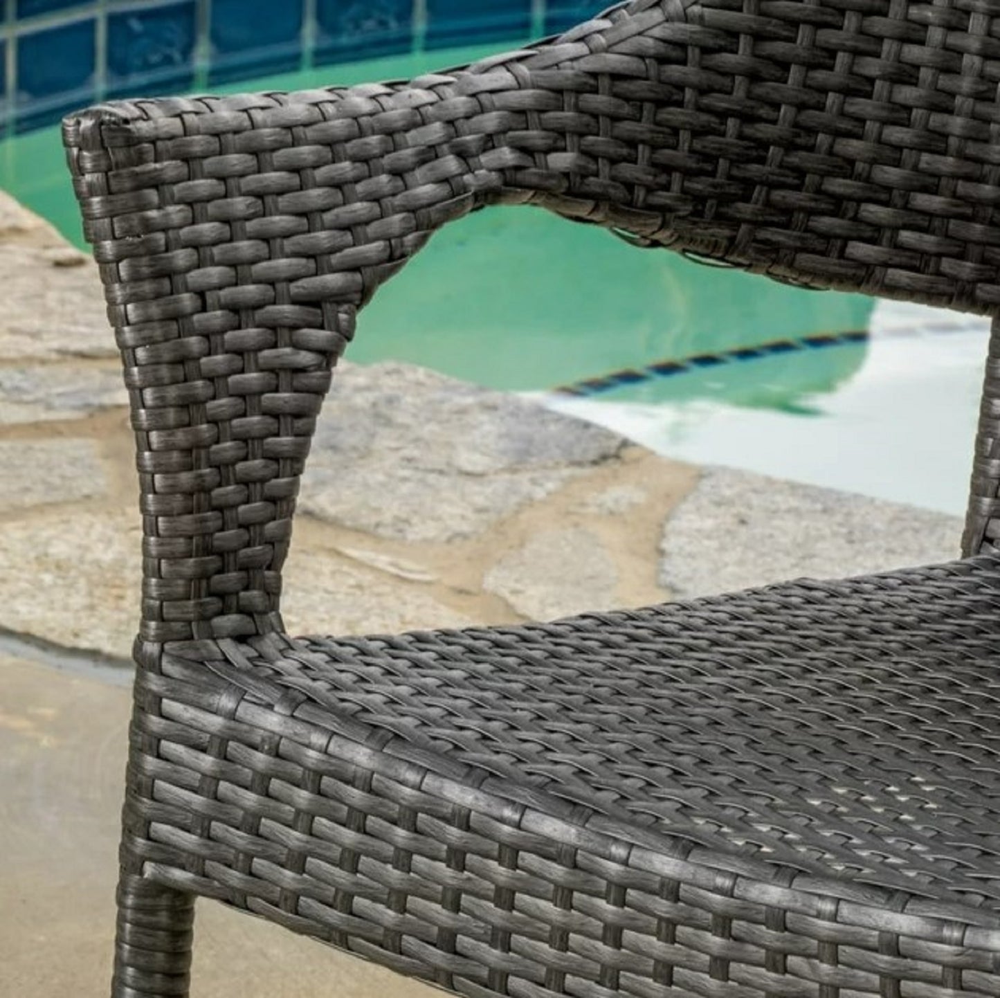 MIRAGE GREY PE WICKER STACKING ARMCHAIR,4PCS