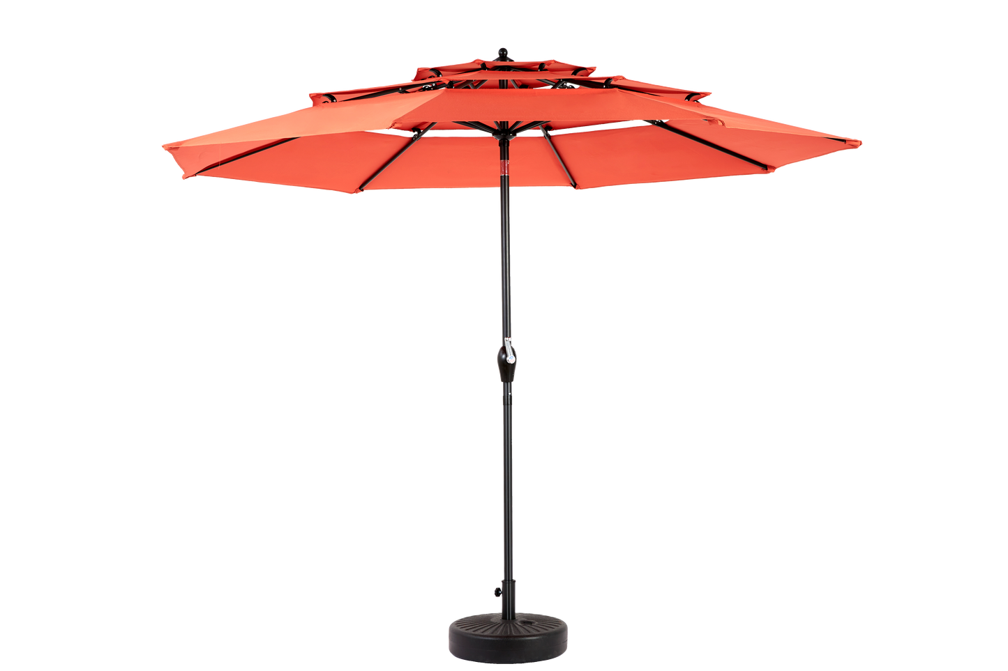 Aluminium 10ft 3 Tier Auto-tilt Umbrella ,Outdoor Patio Umbrella - Market Table Pool Deck Umbrella (Base Not Included)   - (orange )