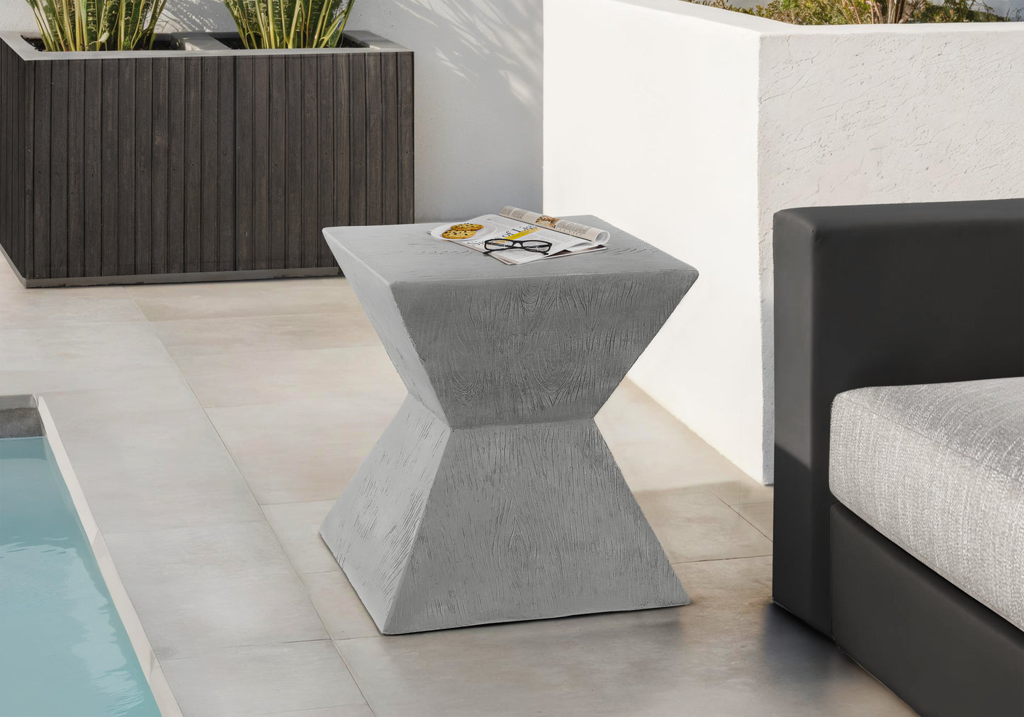 Accent Table, 25"h, Indoor Or Outdoor, Side Table, End, Nightstand, Bedroom, Living Room, Grey, Contemporary, Modern