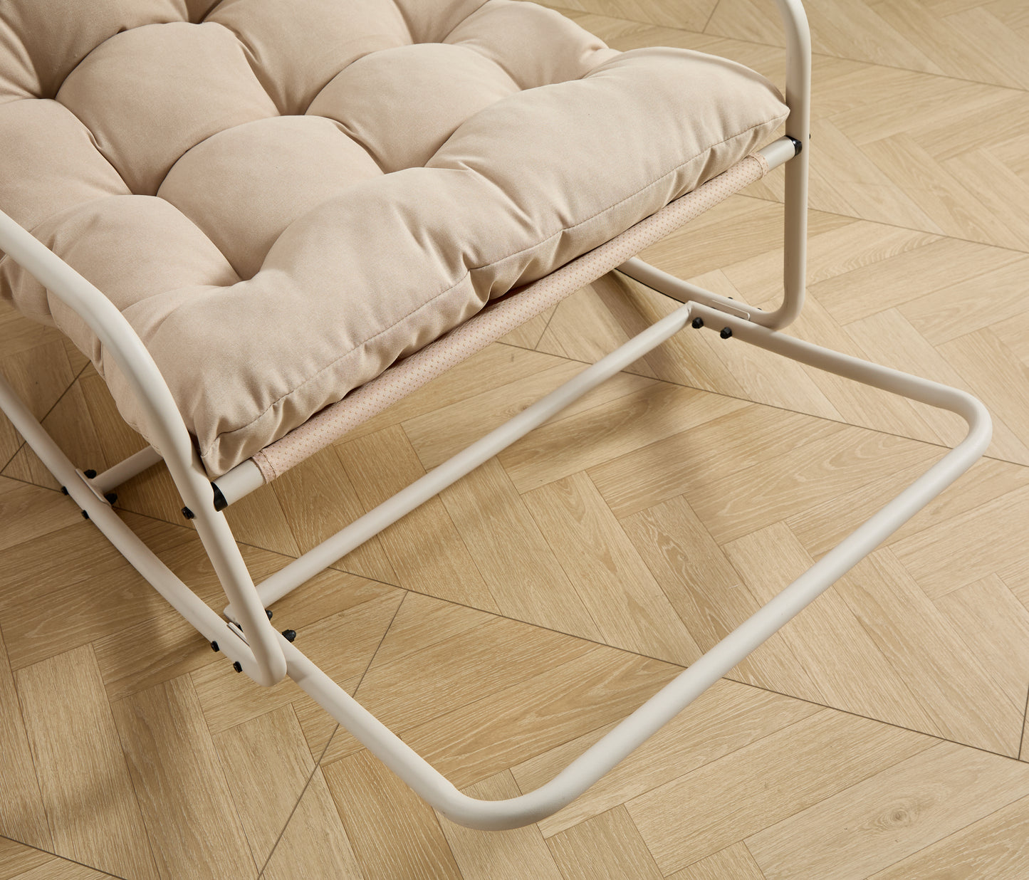 Outdoor Rocking Chair, Comfy Cushion, with Soft Thick Cushion,for Living Room, Bedroom, Reading Room, Beige Frame with Beige Cushion
