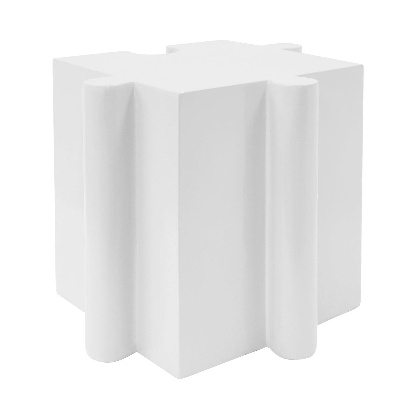 Puzzle Art Side Table, Modular Convex Edge MGO Table - Buy Singles or Combine for Custom Layouts,  Indoor & Outdoor,White Color