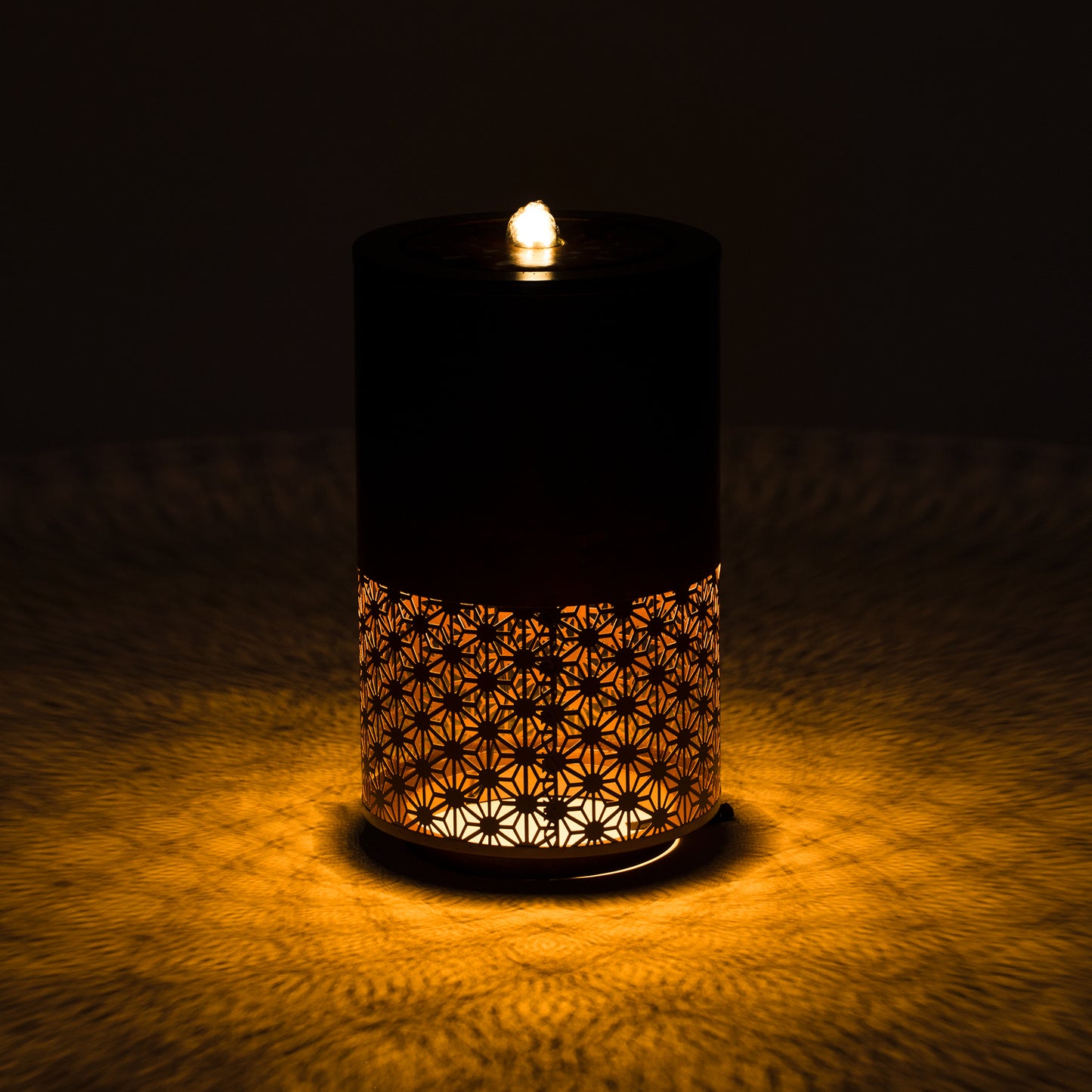 20.87"H Brown Metal Cutout Outdoor Water Fountain with LED Lights, Modern Freestanding Candle Style Water Feature for Patio Backyard Decor