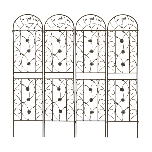 86.7 in. x 19.7 in. Metal Garden Trellis, Rustproof Climbing Plants Support, Brown Outdoor Flower Enhancer, 4-Packs
