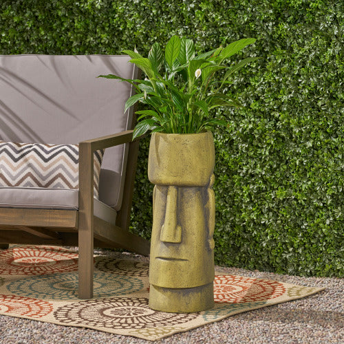 Concrete Ceramic Antique Green Cryolite Planter 8.75 in. L x 8.75 in. W x 24.00 in. H PVC