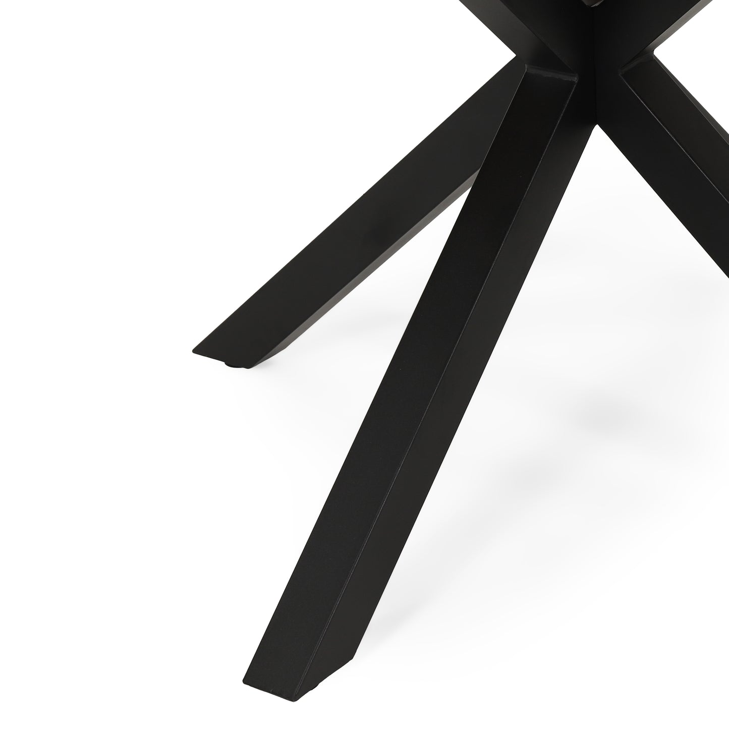 Outdoor Dining Table, Teak Acacia Wood Tabletop and Black Metal Leg