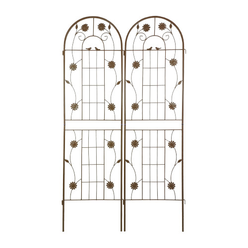 71 in. H x 19.7 in. W-2 Pack Brown Metal Garden Trellis Rustproof Climbing Plant Supports for Outdoor Flowers, Vines