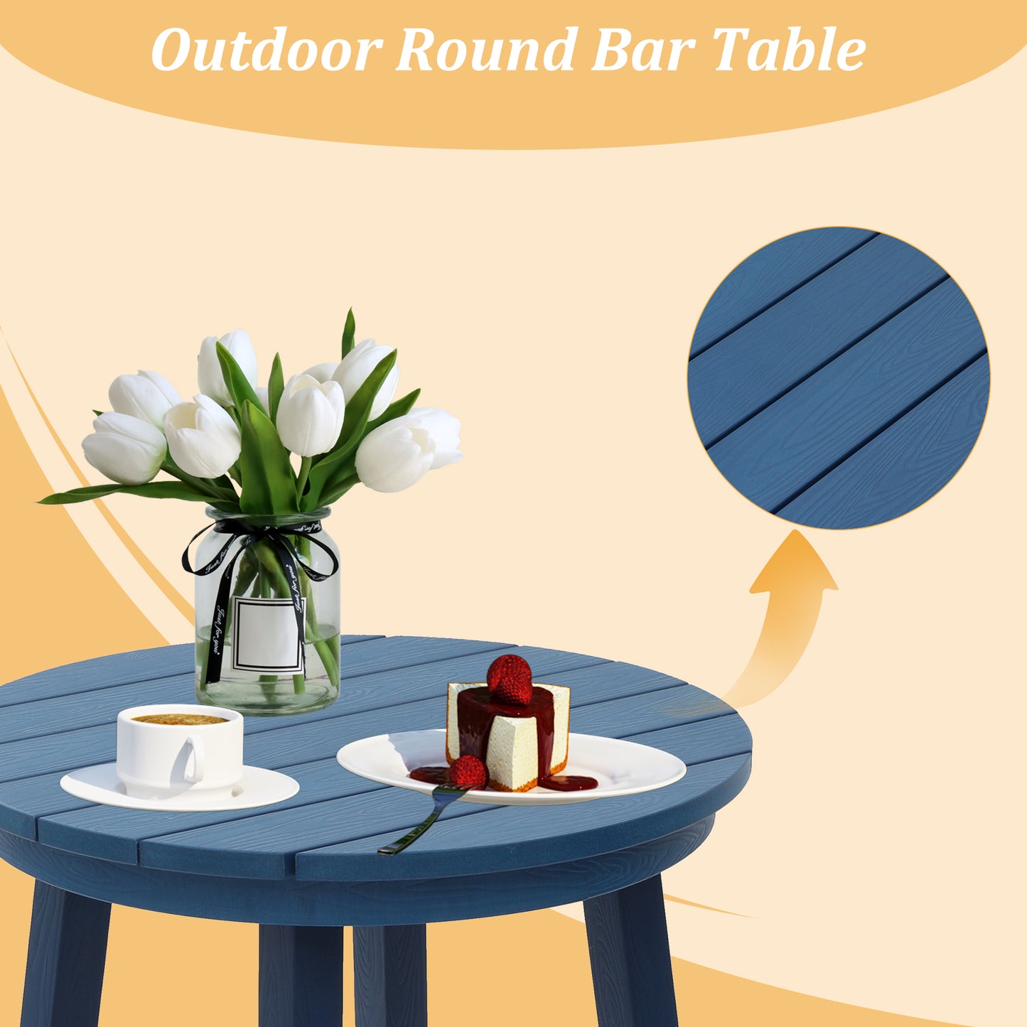 Patio Bar Table,Outdoor Bar Table for Deck,Pool(Blue)