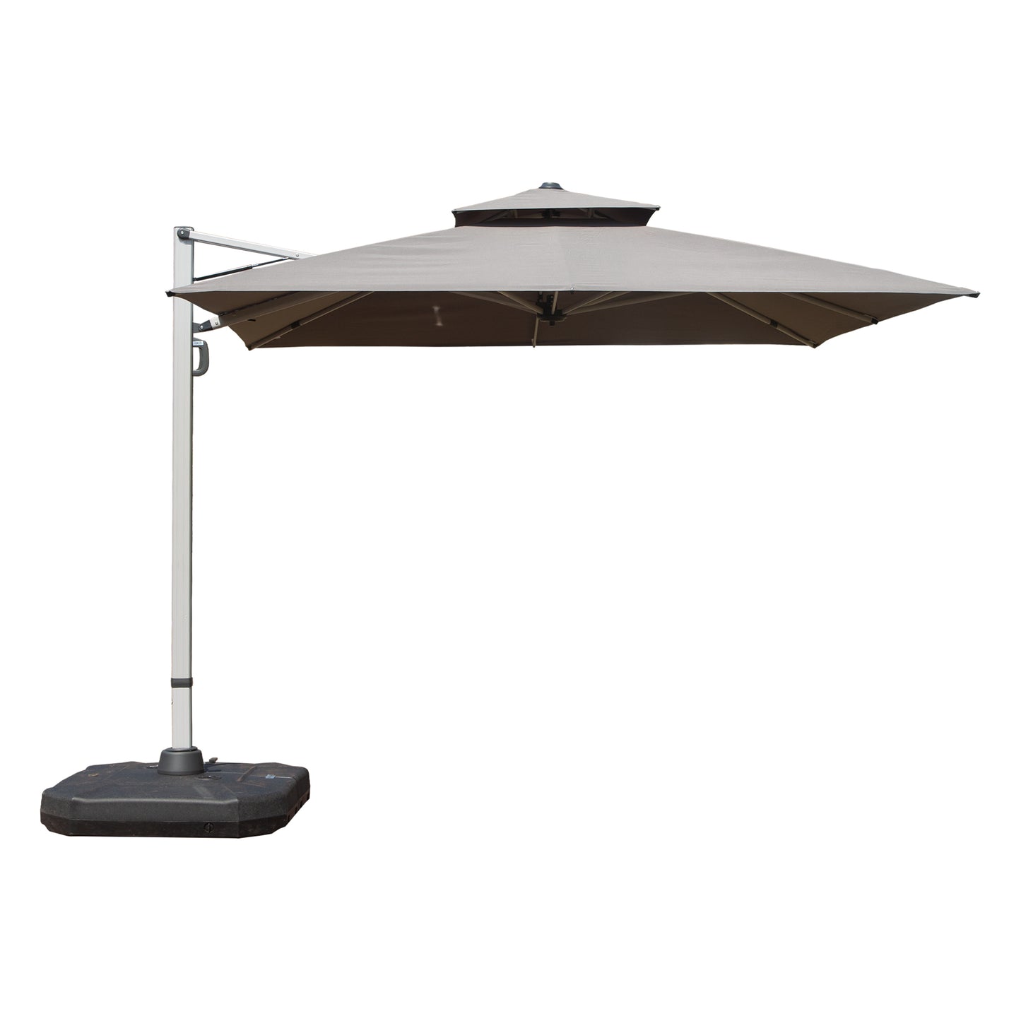 9 ft. Aluminum Cantilever Tilt Patio Umbrella with Center Pole, Gray (Base Not Included)
