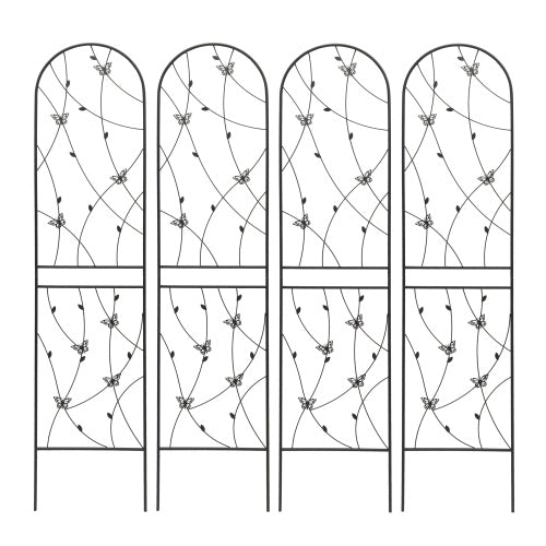 4-Pack 86.7 in. x 19.7 in. Black Metal Garden Trellis, Rustproof Trellis for Climbing Plants Outdoor Flower Support