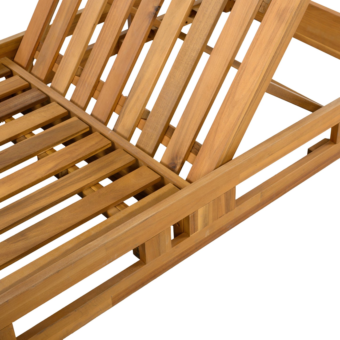 ACACIA WOOD ADJUSTABLE LOUNGE CHAIR, TEAK FINISH UNCUSHIONED PATIO CHAIR FOR BACKYARD POOL GARDEN