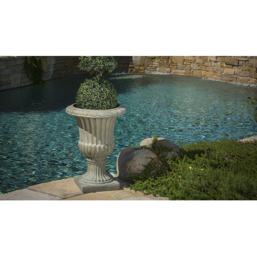 19.7 in. W x 26 in. H Round Antique White Concrete Stone Urn Planter for Indoor and Outdoor