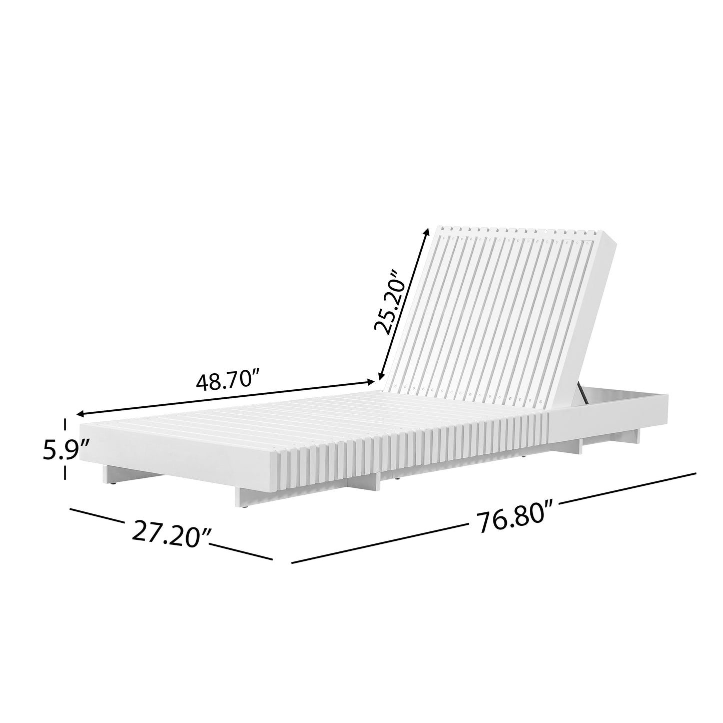 White Acacia Solid Wood Outdoor Chaise Lounge with Cream Water Repellent Cushion,400lbs Capacity, Modern Patio Sun Lounger for Garden,Poolside