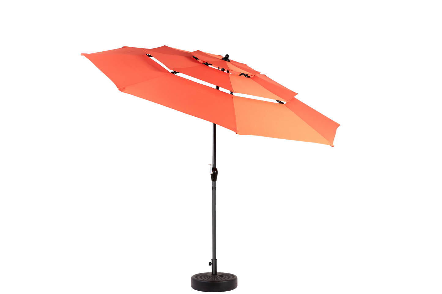 Aluminium 10ft 3 Tier Auto-tilt Umbrella ,Outdoor Patio Umbrella - Market Table Pool Deck Umbrella (Base Not Included)   - (orange )