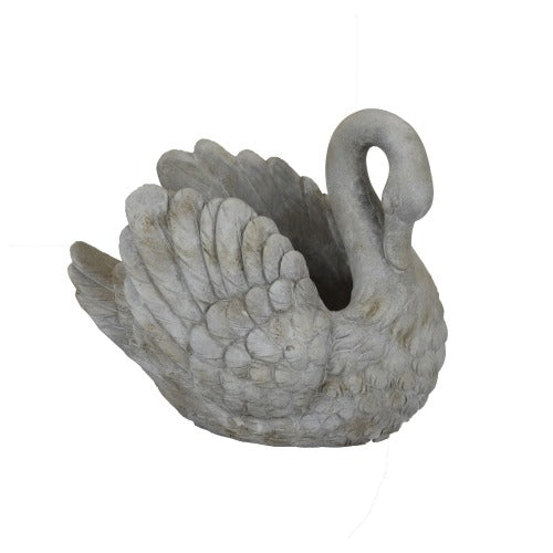 15.5 in. Swan Gray Composite Planter Decorative Pots Indoor/Outdoor Patio Garden Decor (15.5 in. W x 16.5 in. H) 1-Pack