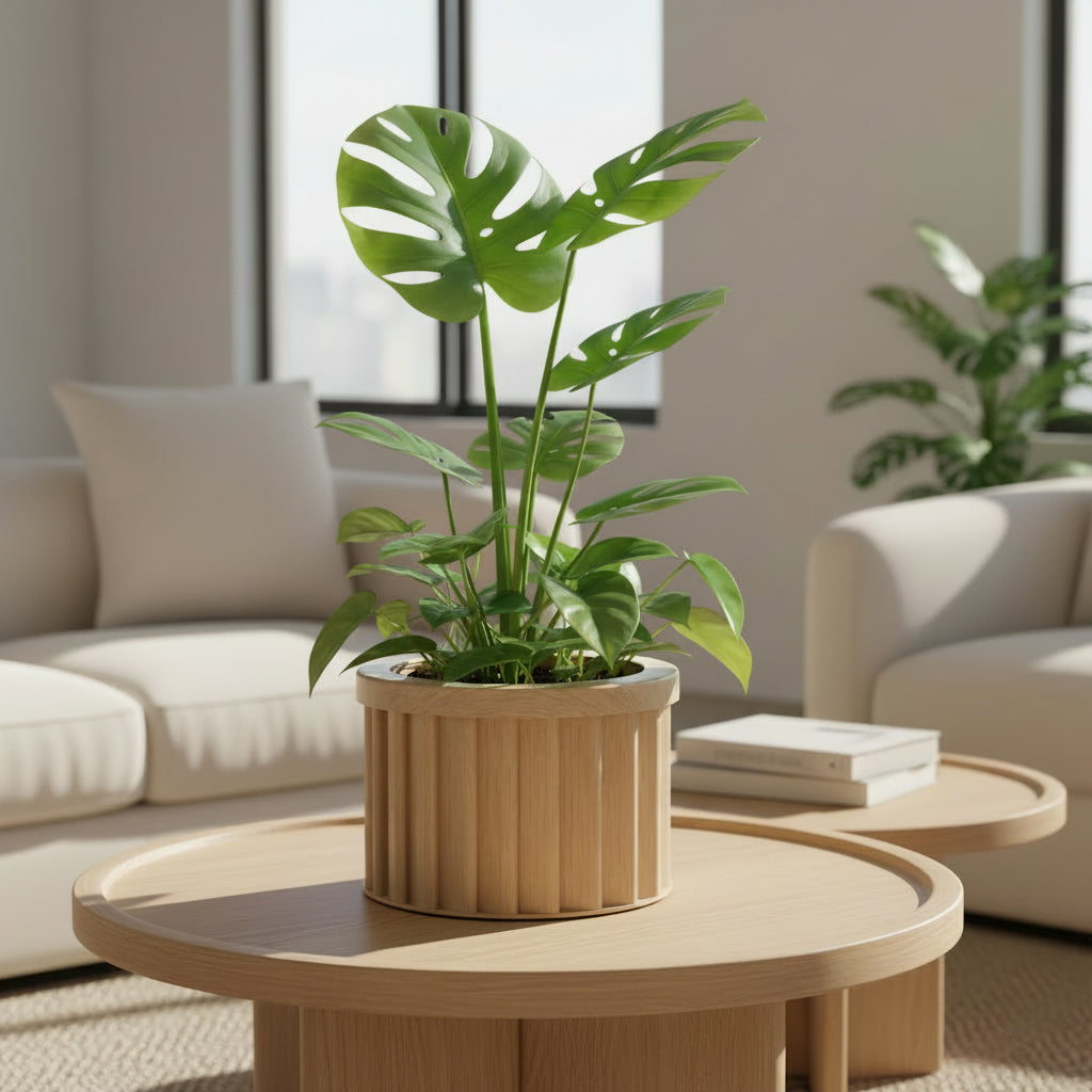 Round Strata Planter MD - Beige Brown