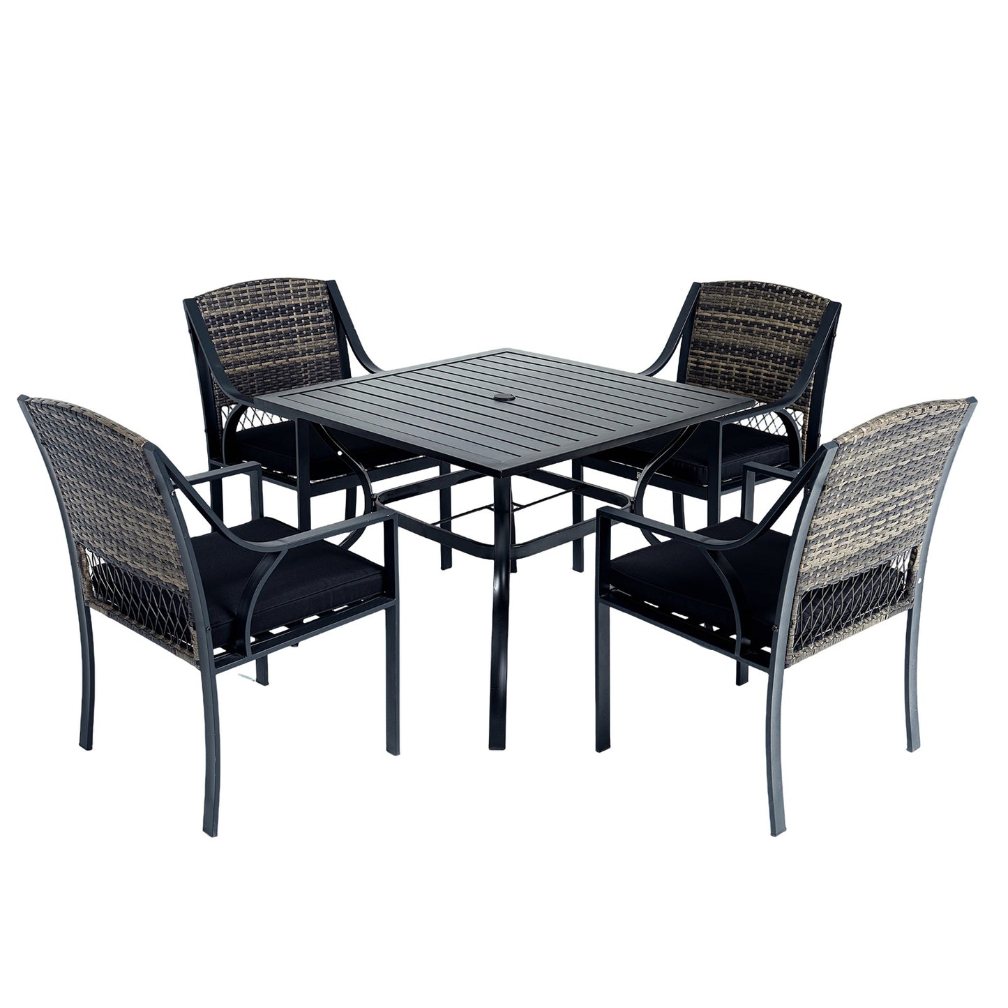 37" Square Metal Table with Umbrella Hole(Table only)
