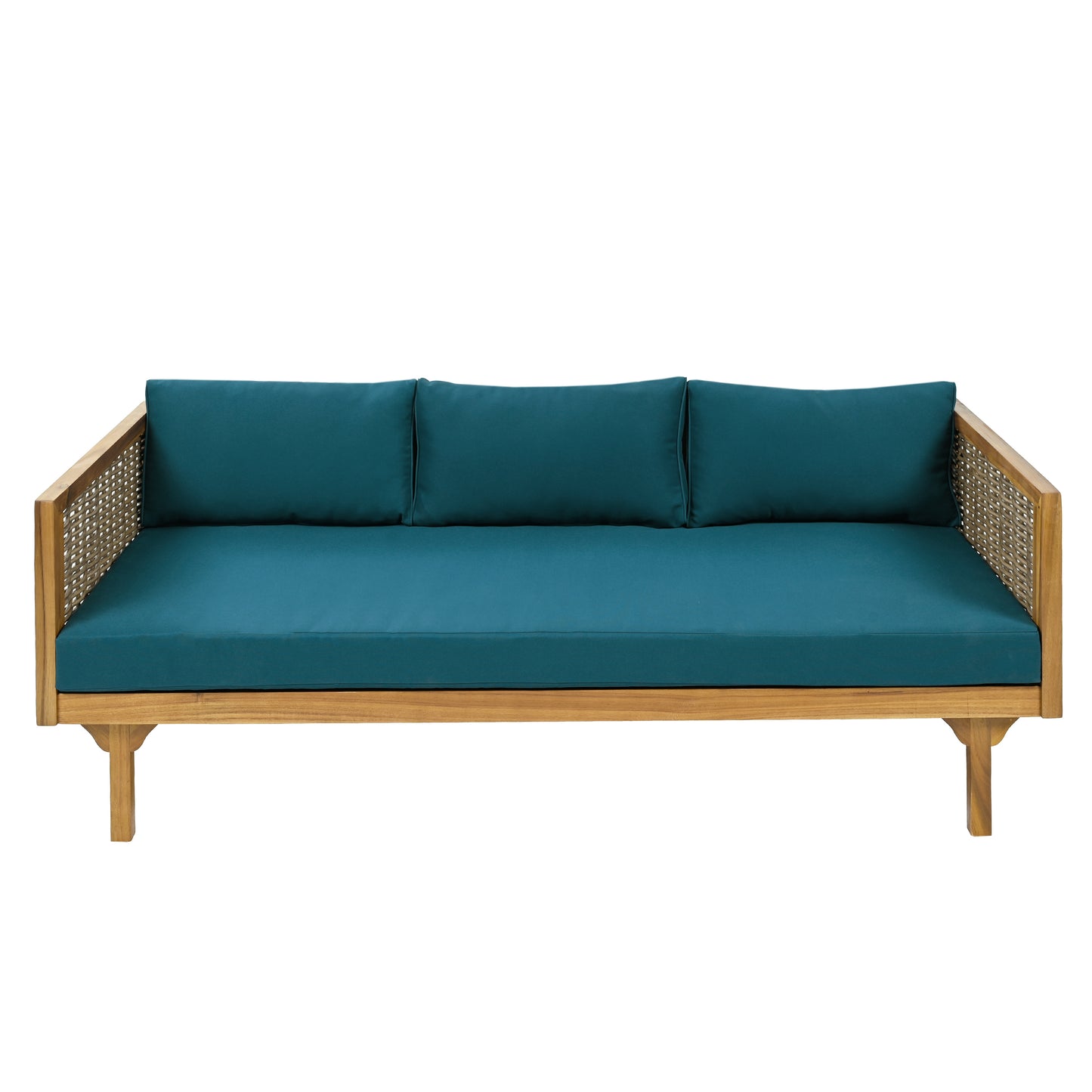 CLAREMONT 3 SEATER DAYBED WITH RATTAN ARMS (TEAK CUSHION)
