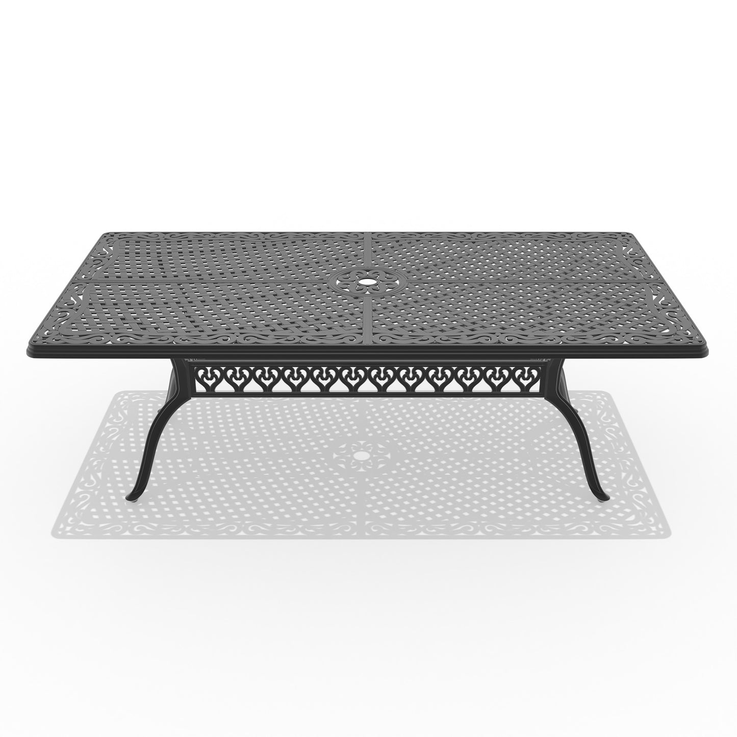 L82.68*W41.34-inch  Cast Aluminum Patio Dining Table with Black Frame and Umbrella Hole (same sku: W1710P497718)