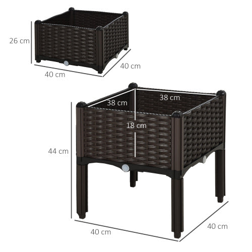 2 Pcs Raised Garden Bed with Legs, Self Watering Planter Box Raised Bed to Grow Flowers, Herbs Vegetables, Gray