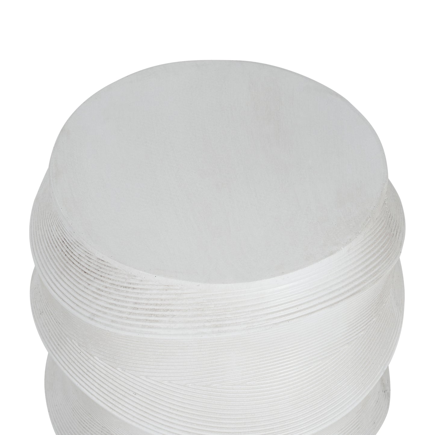 Antique-Style Magnesium Oxide Outdoor Side Table, White Finish