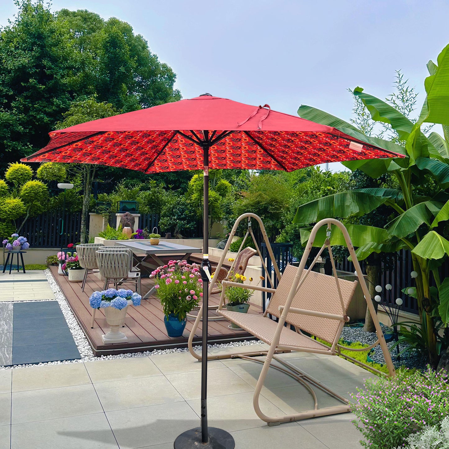9FT UMBRELLA Ice Pattern + Orange