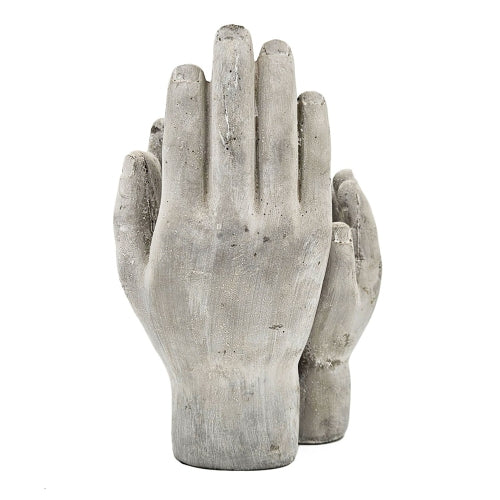 Antique White Gray 6x6x9in. Garden Porch Cement Planter Accepting Hand Sculpture Decor (4-Pack)