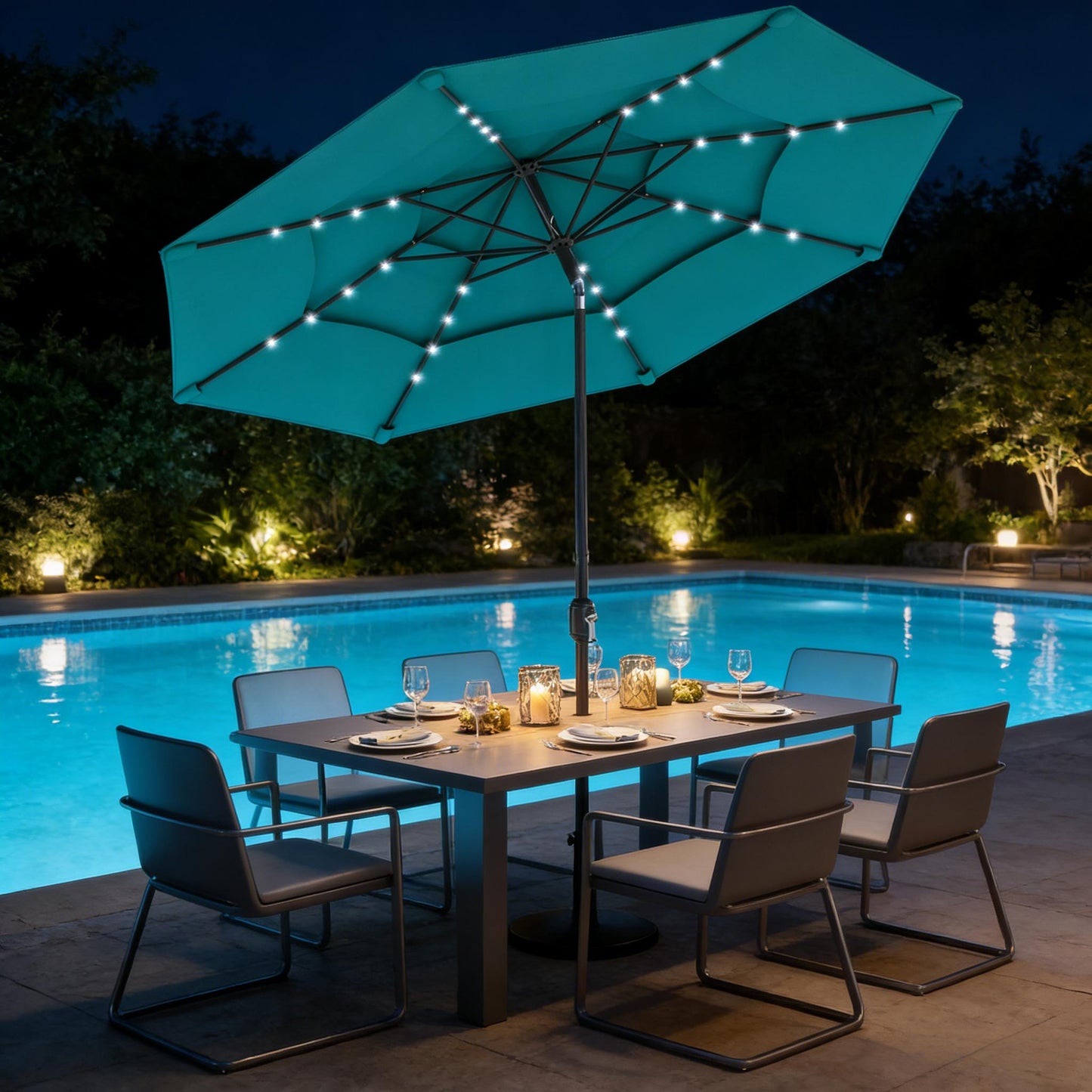 Patio Umbrella,3 Tier Outdoor Table Umbrella,Outdoor Patio Umbrella (Only Umbrella)