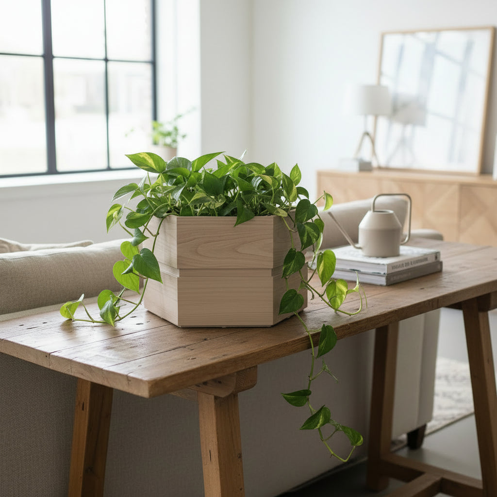 Hexagon Terrace Planter Box Short - Ash Brown