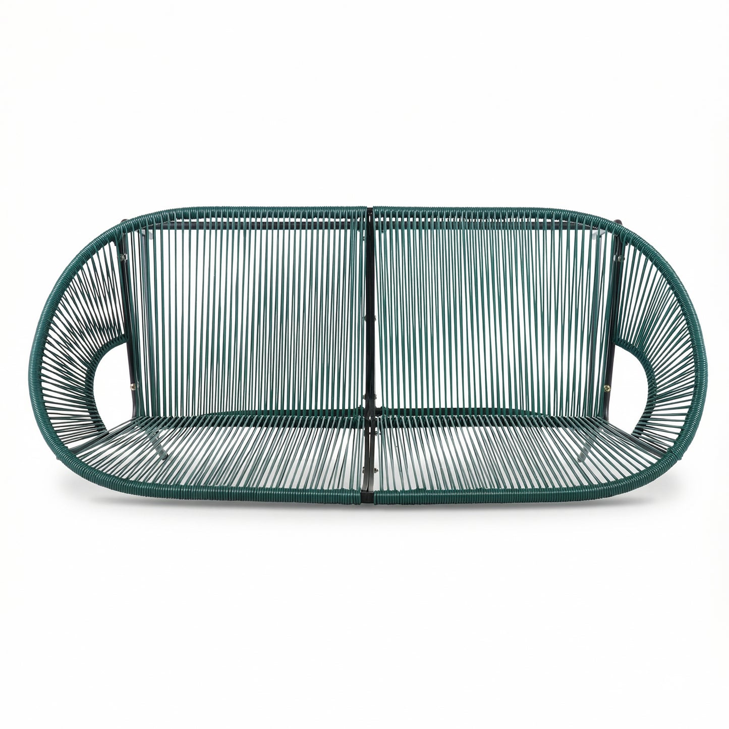 CONDESSA OUTDOOR PATIO WICKER LOVE SEAT, GREEN PE RATTAN & IRON FRAME, SET OF 1