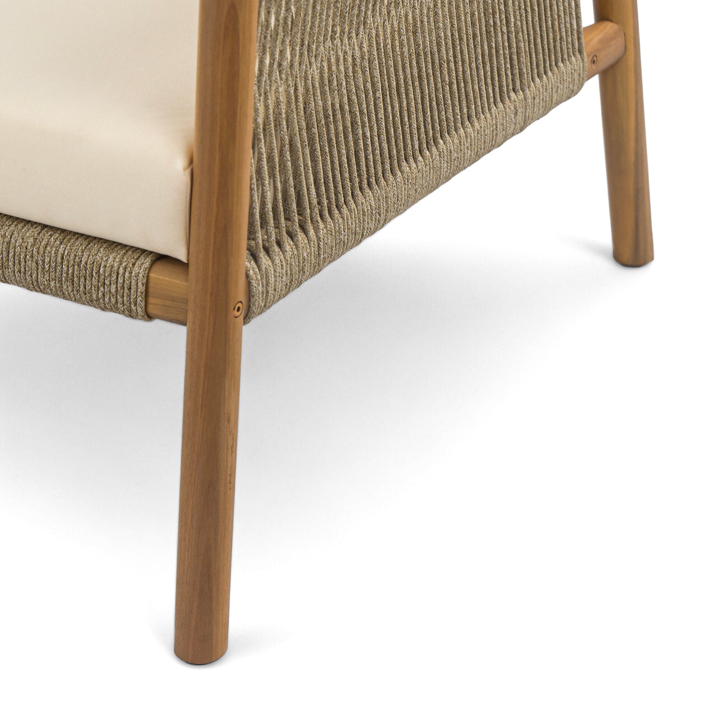 28" Modern Outdoor Woven Lounge Chair with Solid Wood Frame and Comfortable Polyester Cushions, Perfect for Patio, Garden, or Balcony