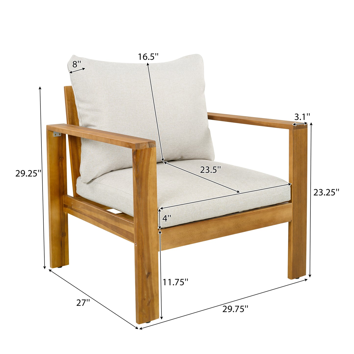 Outdoor Patio Chair with Cushions (Set of 2) (old sku N757P313127B)